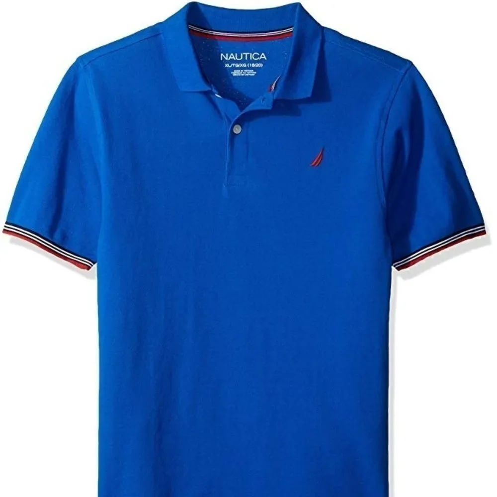 Nautica Boys' Short Sleeve Solid Deck Polo Shir